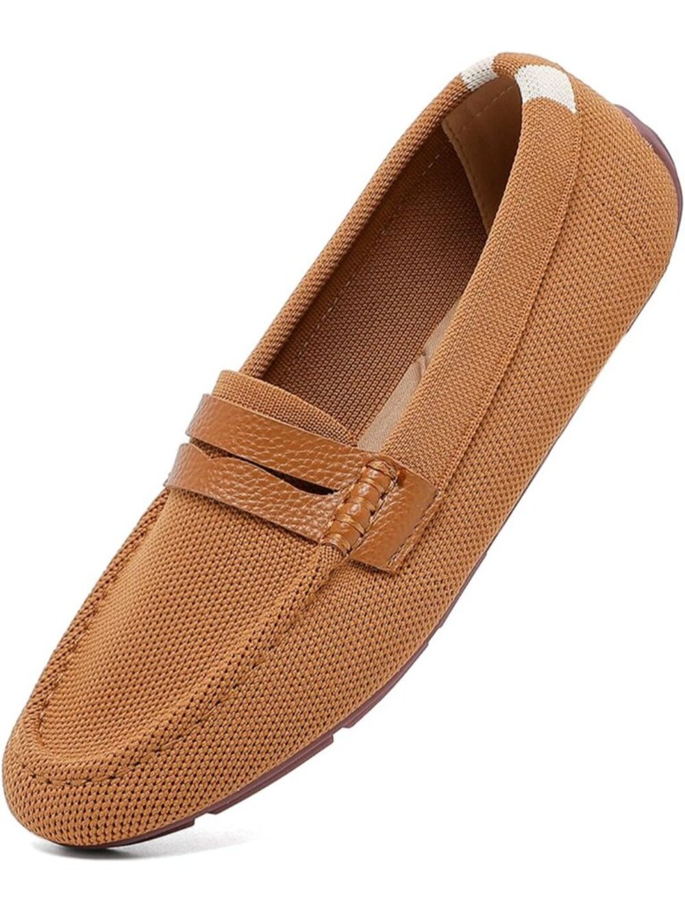Women's Brown Lightweight Casual Closed Round Toe Soft Walking Loafers Shoes